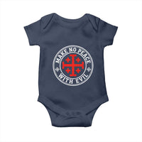 Make No Peace With Evil Jerusalem Cross Baby Onesie Christian Warrior Crusader Emblem Graphic