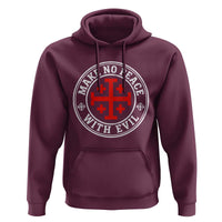 Make No Peace With Evil Jerusalem Cross Hoodie Christian Warrior Crusader Emblem Graphic