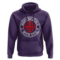 Make No Peace With Evil Jerusalem Cross Hoodie Christian Warrior Crusader Emblem Graphic
