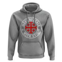 Make No Peace With Evil Jerusalem Cross Hoodie Christian Warrior Crusader Emblem Graphic