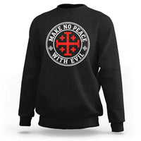 Make No Peace With Evil Jerusalem Cross Sweatshirt Christian Warrior Crusader Emblem Graphic