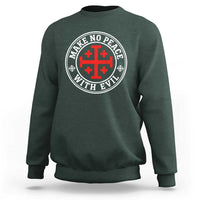 Make No Peace With Evil Jerusalem Cross Sweatshirt Christian Warrior Crusader Emblem Graphic