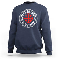 Make No Peace With Evil Jerusalem Cross Sweatshirt Christian Warrior Crusader Emblem Graphic