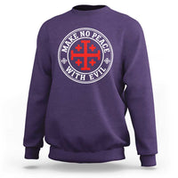 Make No Peace With Evil Jerusalem Cross Sweatshirt Christian Warrior Crusader Emblem Graphic