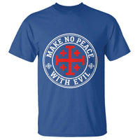 Make No Peace With Evil Jerusalem Cross T Shirt Christian Warrior Crusader Emblem Graphic