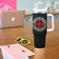 Make No Peace With Evil Jerusalem Cross Tumbler With Handle Christian Warrior Crusader Emblem Graphic