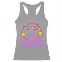 Does This Shirt Make Me Look Professionally Developed Racerback Tank Top Retro Rainbow Butterfly Sarcastic Professional Development PD Humor