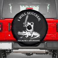 Funny Goblincore Sword Frog Riding Alligator Meme Spare Tire Cover I Will Succeed Because I Am Insane Chaotic Motivation