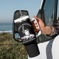 Funny Goblincore Sword Frog Riding Alligator Meme Tumbler With Handle I Will Succeed Because I Am Insane Chaotic Motivation