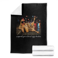 Support Your Local Egg Dealer Chicken Sipping Iced Coffee Graphic Throw Blanket Funny Homesteading Farm Life