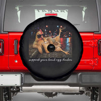 Support Your Local Egg Dealer Chicken Sipping Iced Coffee Graphic Spare Tire Cover Funny Homesteading Farm Life