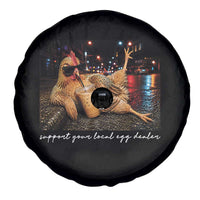 Support Your Local Egg Dealer Chicken Sipping Iced Coffee Graphic Spare Tire Cover Funny Homesteading Farm Life