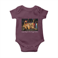 Support Your Local Egg Dealer Chicken Sipping Iced Coffee Graphic Baby Onesie Funny Homesteading Farm Life