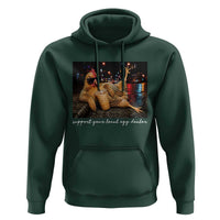 Support Your Local Egg Dealer Chicken Sipping Iced Coffee Graphic Hoodie Funny Homesteading Farm Life