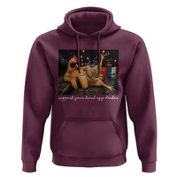 Support Your Local Egg Dealer Chicken Sipping Iced Coffee Graphic Hoodie Funny Homesteading Farm Life
