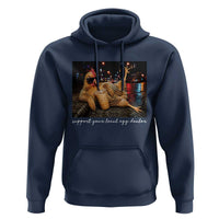 Support Your Local Egg Dealer Chicken Sipping Iced Coffee Graphic Hoodie Funny Homesteading Farm Life