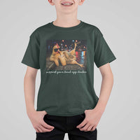 Support Your Local Egg Dealer Chicken Sipping Iced Coffee Graphic T Shirt For Kid Funny Homesteading Farm Life