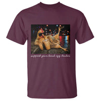 Support Your Local Egg Dealer Chicken Sipping Iced Coffee Graphic T Shirt Funny Homesteading Farm Life