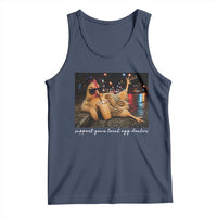 Support Your Local Egg Dealer Chicken Sipping Iced Coffee Graphic Tank Top Funny Homesteading Farm Life