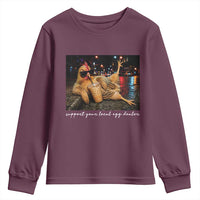Support Your Local Egg Dealer Chicken Sipping Iced Coffee Graphic Youth Sweatshirt Funny Homesteading Farm Life