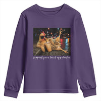 Support Your Local Egg Dealer Chicken Sipping Iced Coffee Graphic Youth Sweatshirt Funny Homesteading Farm Life