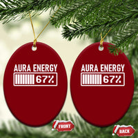 Funny Aura Energy at 67 Ceramic Ornament Six Seven Viral Meme 6 7 Gen Alpha Slang - Wonder Print Shop