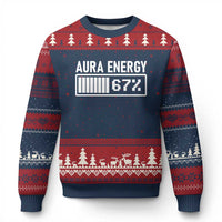 Funny Aura Energy at 67 Ugly Christmas Sweater Six Seven Viral Meme 6 7 Gen Alpha Slang - Wonder Print Shop