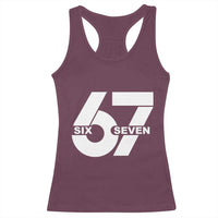 Funny Six Seven 67 Meme Racerback Tank Top Bold Graphic - Wonder Print Shop