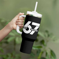 Funny Six Seven 67 Meme Tumbler With Handle Bold Graphic - Wonder Print Shop