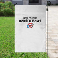 Here For The Benito Bowl Garden Flag Funny Puerto Rican Football Party Celebration