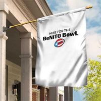 Here For The Benito Bowl Garden Flag Funny Puerto Rican Football Party Celebration