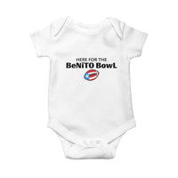 Here For The Benito Bowl Baby Onesie Funny Puerto Rican Football Party Celebration
