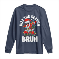 Funny Dabbing Santa Rizz Christmas Long Sleeve Shirt Rizz The Season Bruh Xmas Lights