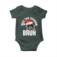 Funny Rizz Christmas Raccoon Baby Onesie Rizz The Season Bruh Santa Hat