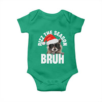 Funny Rizz Christmas Raccoon Baby Onesie Rizz The Season Bruh Santa Hat
