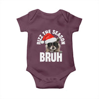 Funny Rizz Christmas Raccoon Baby Onesie Rizz The Season Bruh Santa Hat