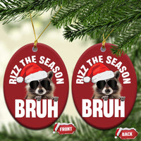 Funny Rizz Xmas Raccoon Christmas Ornament Rizz The Season Bruh Santa Hat - Wonder Print Shop