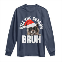 Funny Rizz Christmas Raccoon Long Sleeve Shirt Rizz The Season Bruh Santa Hat