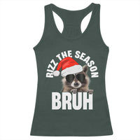 Funny Rizz Christmas Raccoon Racerback Tank Top Rizz The Season Bruh Santa Hat