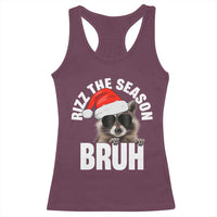 Funny Rizz Christmas Raccoon Racerback Tank Top Rizz The Season Bruh Santa Hat
