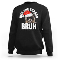 Funny Rizz Christmas Raccoon Sweatshirt Rizz The Season Bruh Santa Hat - Wonder Print Shop