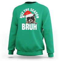 Funny Rizz Christmas Raccoon Sweatshirt Rizz The Season Bruh Santa Hat - Wonder Print Shop
