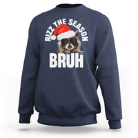 Funny Rizz Christmas Raccoon Sweatshirt Rizz The Season Bruh Santa Hat - Wonder Print Shop