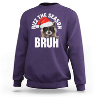 Funny Rizz Christmas Raccoon Sweatshirt Rizz The Season Bruh Santa Hat - Wonder Print Shop