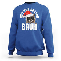Funny Rizz Christmas Raccoon Sweatshirt Rizz The Season Bruh Santa Hat - Wonder Print Shop