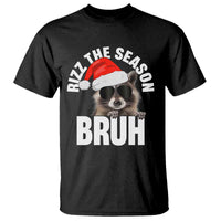 Funny Rizz Christmas Raccoon T Shirt Rizz The Season Bruh Santa Hat - Wonder Print Shop