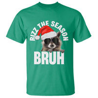 Funny Rizz Christmas Raccoon T Shirt Rizz The Season Bruh Santa Hat - Wonder Print Shop