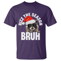 Funny Rizz Christmas Raccoon T Shirt Rizz The Season Bruh Santa Hat - Wonder Print Shop