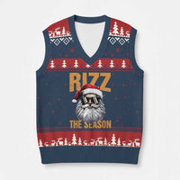 Funny Santa Rizz Xmas V-Neck Knit Sweater Vest Rizz The Season - Wonder Print Shop