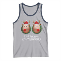 Funny Christmas Chest Joke Tank Top Stop Staring At My Reindeers Merry Titmas Boobs
